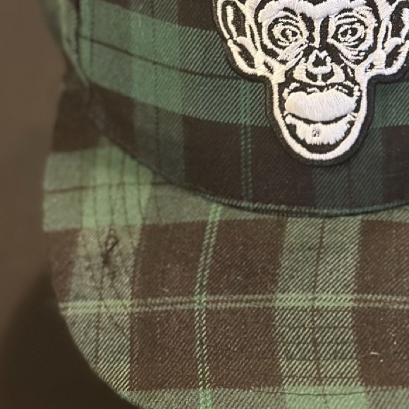 Monkey Sport Embroidered Plaid Baseball hat - Picture 2 of 6